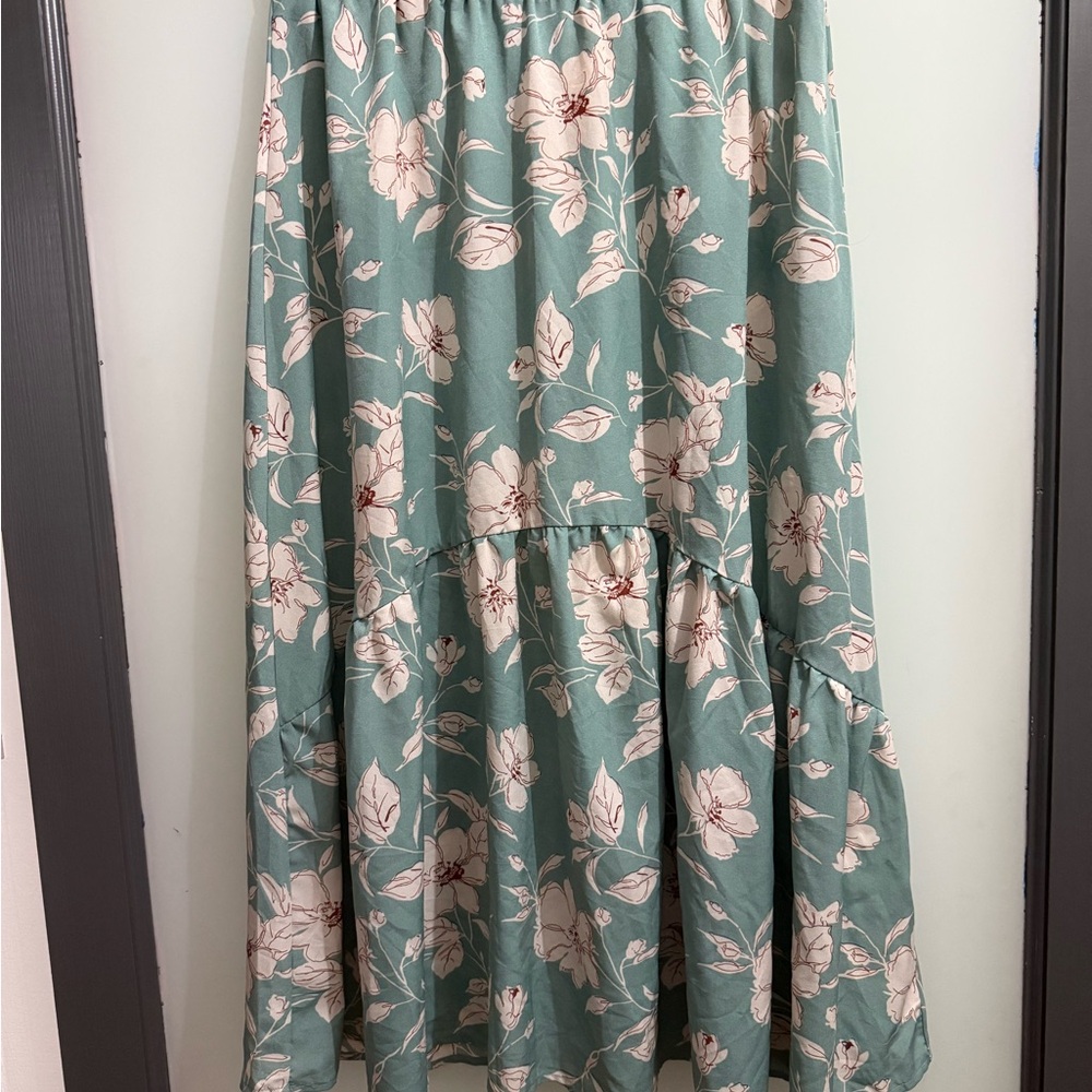 SHEIN Floral Teal Maxi Skirt